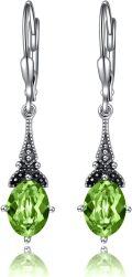 wholesale Sterling Silver Austrian Crystal Vintage Drop Dangle Leverback Earrings-0-60