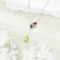 wholesale 925 Sterling Silver Ladybug & Yellow Stone Pendant Lariat Necklace for Women-0-3
