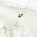 wholesale 925 Sterling Silver Ladybug & Yellow Stone Pendant Lariat Necklace for Women-0-3