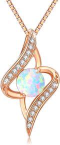 wholesale Rose Gold 925 Sterling Silver Opal Heart Infinity Pendant Necklace for Women-0-0
