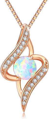 wholesale Rose Gold 925 Sterling Silver Opal Heart Infinity Pendant Necklace for Women-grace