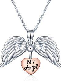 wholesale 925 Sterling Silver Angel Wings Heart My Angel Pendant Necklace-E-Angel Wing-Silver