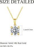 wholesale 14K Gold Moissanite Necklace 1CT Round Cut Solitaire Pendant 16-18 Chain-0-5