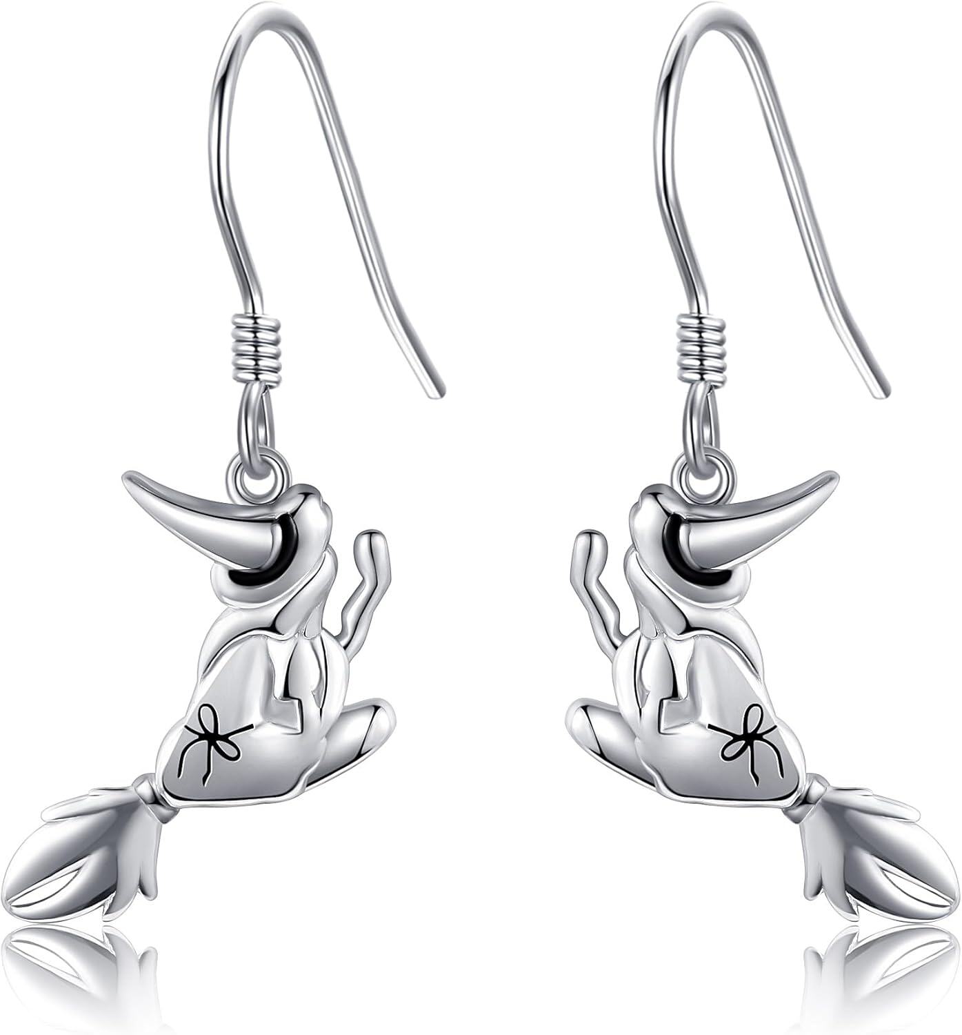 Sterling Silver Animal Earrings Horse Bee Llama Owl Jellyfish Parrot Bunny Duck Penguin Flamingo Paw Print Panda Dolphin Hummingbird for Mom-Witch-Witch