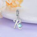 wholesale 925 Sterling Silver Heart-Shaped Blue Moonstone Initial N Charm Pendant Necklace Gift-0-31