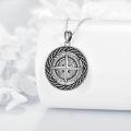 wholesale 925 Sterling Silver Compass Pendant Necklace with Celtic Knot Design and Cubic Zirconia Elements for Women's Fashion Jewelry-0-3