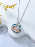 TOUPOP Sterling Silver Blue Crystal Rose Pendant Necklace-0-4