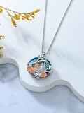 TOUPOP Sterling Silver Blue Crystal Rose Pendant Necklace-0-4