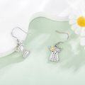 wholesale 925 Sterling Silver Highland Cow Drop Earrings with Flower Accents-0-2