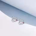 wholesale 925 Sterling Silver Heart-Shaped Pink Austrian Crystal Nurse Earring Studs - Graduation Gift for RN Doctors and Medical Students-0-1