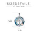 TOUPOP Sterling Silver Blue Crystal Tree Of Life Sister Pendant Necklace-0-3