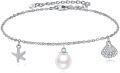 wholesale 925 Sterling Silver Starfish Shell Pearl Adjustable Charm Bracelet Gift for Mom-0-0