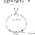 wholesale 925 Sterling Silver Blue Crystal Infinity Heart Aunt & Niece Bolo Bracelet (Adjustable Size: 6-8)-0-5