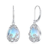 wholesale 925 Sterling Silver Opal And Dragonfly Drop Earrings Wholesale With Leverback Closure-Dragonfly