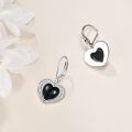 wholesale 925 Sterling Silver Metal Drusy Crystal Angel Wing Heart Dangle Earring Black Leverback Drop s for Women-0-2