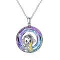 wholesale 925 Sterling Silver Monkey Pendant Necklace Wholesale With Rainbow Crystal-0-5