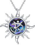 wholesale 925 Sterling Silver Abalone Shell Om Symbol Sun Pendant Necklace for Women Mom Girlfriend-0-0