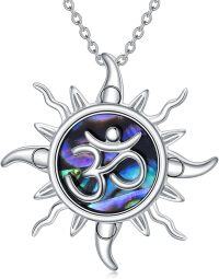wholesale 925 Sterling Silver Abalone Shell Om Symbol Sun Pendant Necklace for Women Mom Girlfriend-Om
