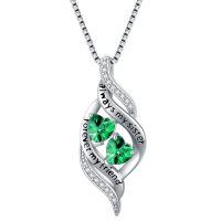 TOUPOP Sterling Silver Emerald Infinity Necklace For Sister-undefined