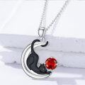 wholesale  Metal Stone Black Cat Moon Pendant Necklace Jewelry Gift for Women ( chars)-0-1