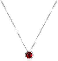 wholesale 925 Sterling Silver Green CZ Round Pendant Chain Necklace for Women Girls-January - Garnet