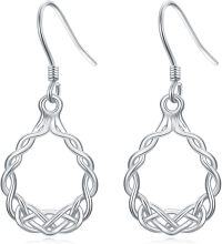 wholesale 925 Sterling Silver Celtic Knot Teardrop Dangle Earrings - Irish s for Women-Celtic Style-11