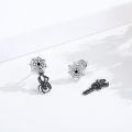 wholesale 925 Sterling Silver Spider Web Stud Earrings with Black Spiders and Crystals-0-1