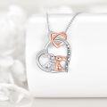 wholesale 925 Sterling Silver Heart Love Rabbits Pendant Necklaces for Women Girls s 45cm Chain Length-0-3