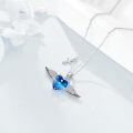 wholesale 925 Sterling Silver Angel Wing Heart Blue Crystal Cross Pendant Necklace-0-2