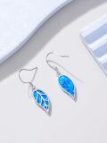 wholesale 925 Sterling Silver Blue Fire Opal Leaf Drop Earrings - Mother's Day Gifts-0-4