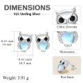 wholesale 925 Sterling Silver Owl Stud Earrings with Blue Moonstone and Black Cubic Zirconia Eyes-0-4