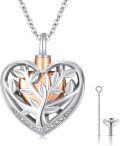 wholesale 925 Sterling Silver Heart Tree of Life Cremation Jewelry Keepsake Memorial Ashes Holder Urn Pendant Necklace-0-0