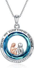wholesale TOUPOP Sister Gifts From Sister Sterling Silver Sisters Pendant Necklace With Crystal Sister Jewelry Gifts For Women Friends Birthday Christmas Gifts -0-0