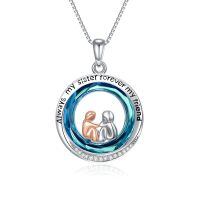 TOUPOP Sterling Silver Crystal Sisters Pendant Necklace Gifts For Women-undefined