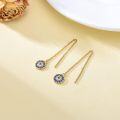 wholesale 14K Gold Blue Crystal Evil Eye Long Chain Drop Earrings for Women-0-3