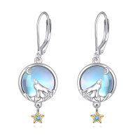 wholesale 925 Sterling Silver Moon Wolf Earrings-Wolf earrrings