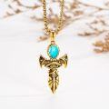 wholesale Gold Turquoise 925 Sterling Silver Scarab Eye Of Horus Ankhs Pendant Necklace Ancient Egypt s for Women Men 24 Chain Length-0-1