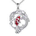 wholesale 925 Sterling Silver Red and White Enamel Koi Fish Pendant Necklace for Women-0-0