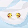 wholesale 925 Sterling Silver Yellow Baseball Heart Stud Earrings for Sports Lovers-0-2