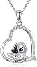 wholesale 925 Sterling Silver Love You Forever Penguin Heart Pendant Necklace Gift for Women-0-0