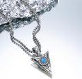 wholesale 925 Sterling Silver Blue Fire Opal Triangle Pendant Norse Jewelry for Men -0-1