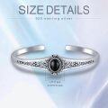 wholesale 925 Sterling Silver Black Onyx Adjustable Vintage Chic Bangle Bracelet for Women-0-3