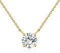 wholesale 14K Rose Gold Moissanite Round Cut Solitaire Pendant Necklace 0.5-2 ct 16+2 Chain-0-10