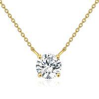 wholesale 14K Rose Gold Moissanite Round Cut Solitaire Pendant Necklace 0.5-2 ct 16+2 Chain-1CT Yellow Gold