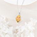 wholesale 925 Sterling Silver Amber Honeybee & Flower Pendant Necklace for Women Girls-0-4