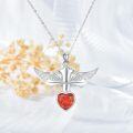 wholesale 925 Sterling Silver Red Crystal Heart Angel Wing Cross Guardian Angel Pendant Necklace Jewelry-0-1