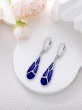 wholesale 925 Sterling Silver Blue Enamel Tear Drop Leverback Earrings for Women Gift Ideas-0-5