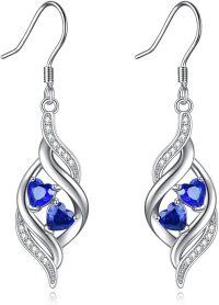 wholesale TOUPOP Infinity Earrings With Aquamarine Sterling Silver September Birthstone Dangle Drop Earrings -undefined