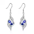 TOUPOP Sterling Silver Aquamarine September Birthstone Dangle Earrings-0-0