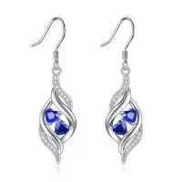 TOUPOP Sterling Silver Aquamarine September Birthstone Dangle Earrings-undefined